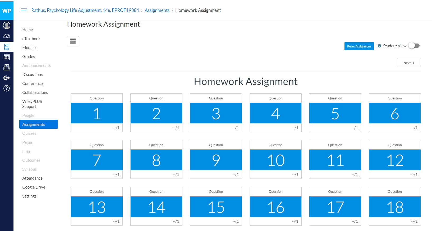 Pre-created Homework Assignments